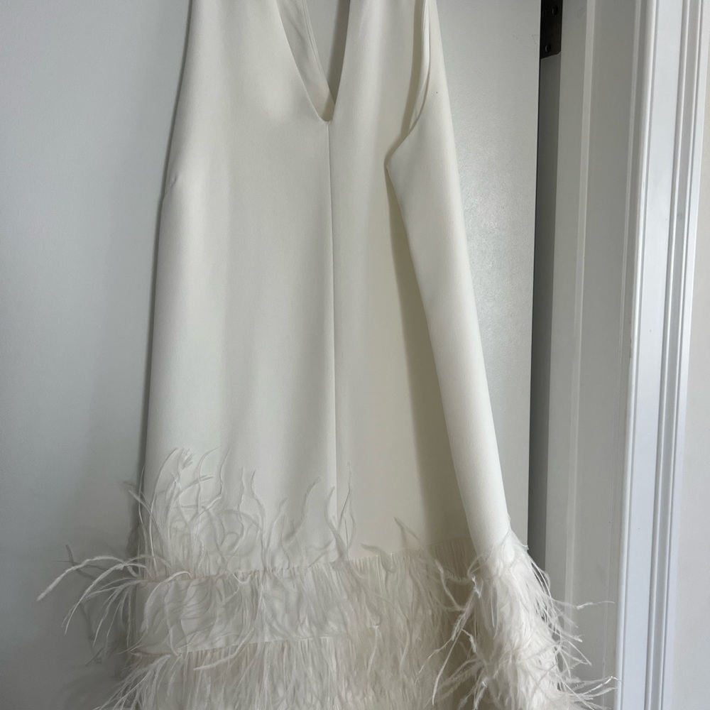 Sam Edelman White Feather Trim Dress